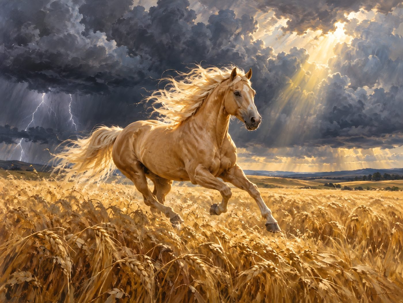 Palomino im Weizensturm